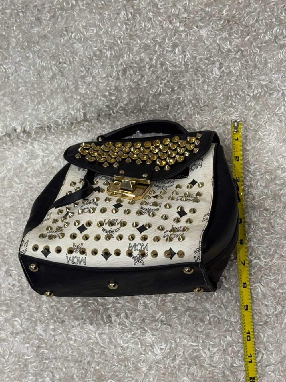 MCM Satchel Bag With Embellished Stones - Picture 8 of 15